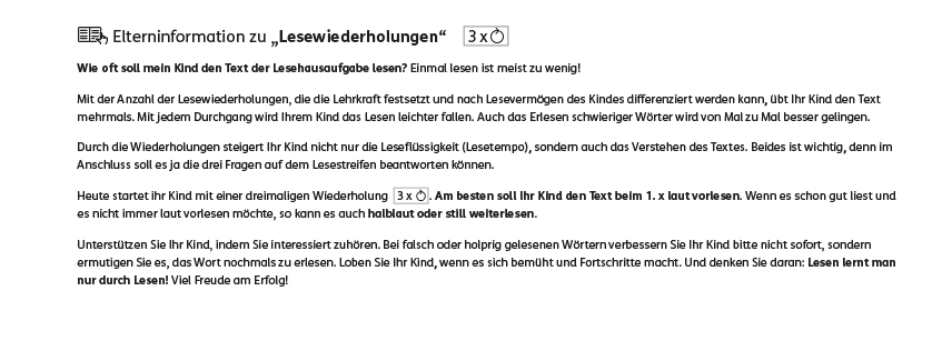 Elterninformation zum Lesestreifen Beispiel