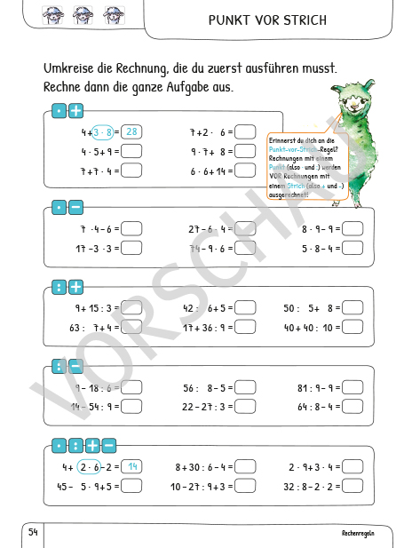 Mathe üben mit Coollama 4 Seite 54