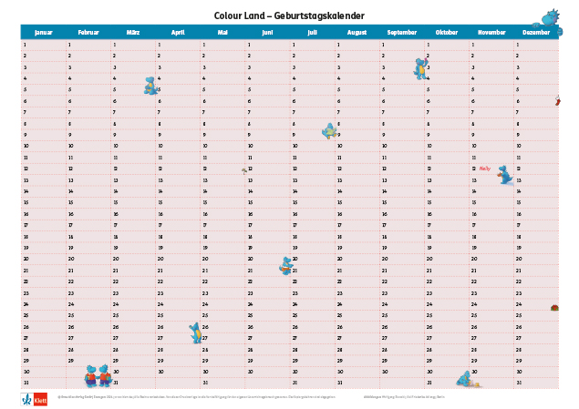 Geburtstagskalender Colour Land Nelly