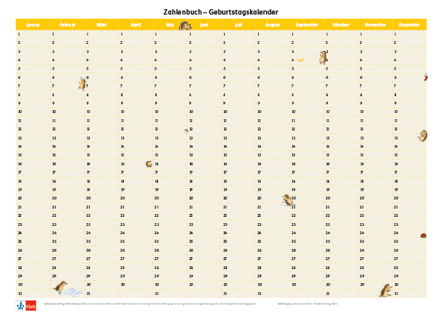Geburtstagskalender Zahlenbuch Igel