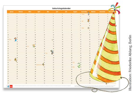 Bunter Geburtstagskalender mit Zebra Franz, MiniMax & Co. – Jetzt kostenlos herunterladen!