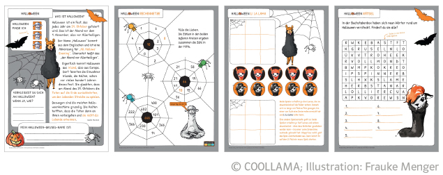 Grundschul-Blog-Herbst-Coollama-Halloween-Paket Abb. 4 Seiten aus dem COOLLAMA Hallowenn-Paket