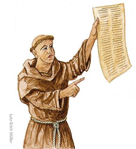 0 R Martin Luther mit Papierrolle