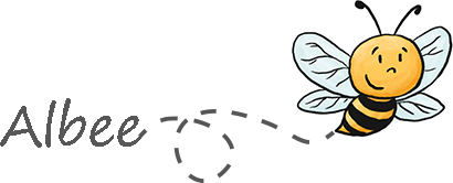 Grundschul-Blog-Albee-Unterschrift Illustration Albee mit Biene