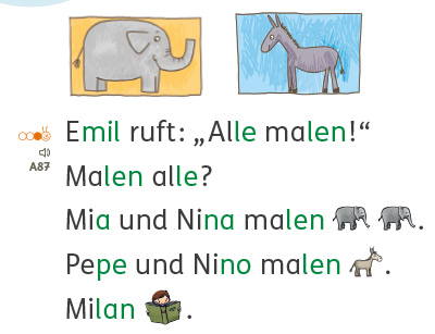 Lesetext Niveaustufe 1, Bücherwurm Fibel, Seite 30