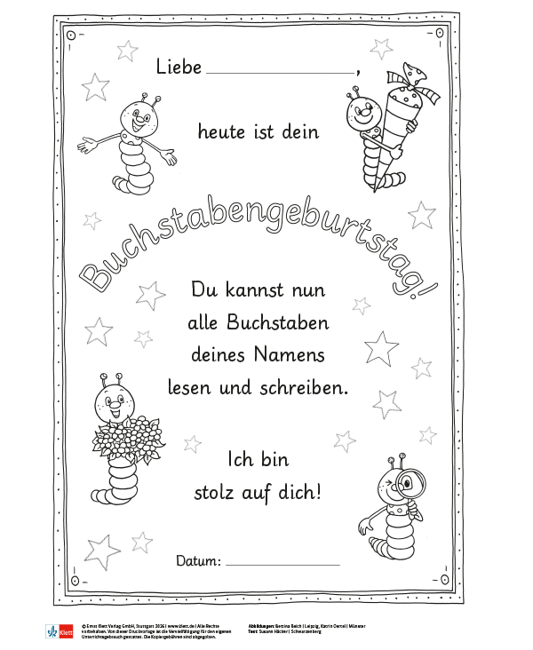 Bücherwurm Buchstabengeburtstag