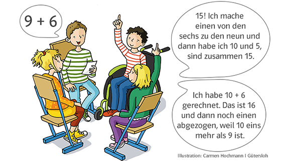Kinder rechnen und Sprechblasen