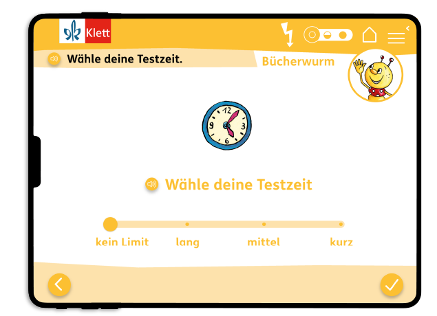 Blitzlesen-App, Screenshot, Testzeit