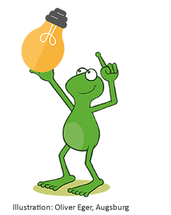 Illustration Forsch Mini mit Glühlampe