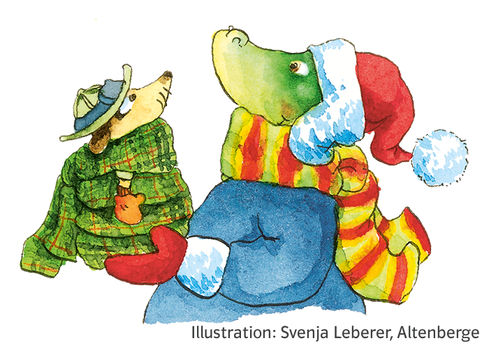Niko und Hugo mit Weihnachtsmütze und Schal